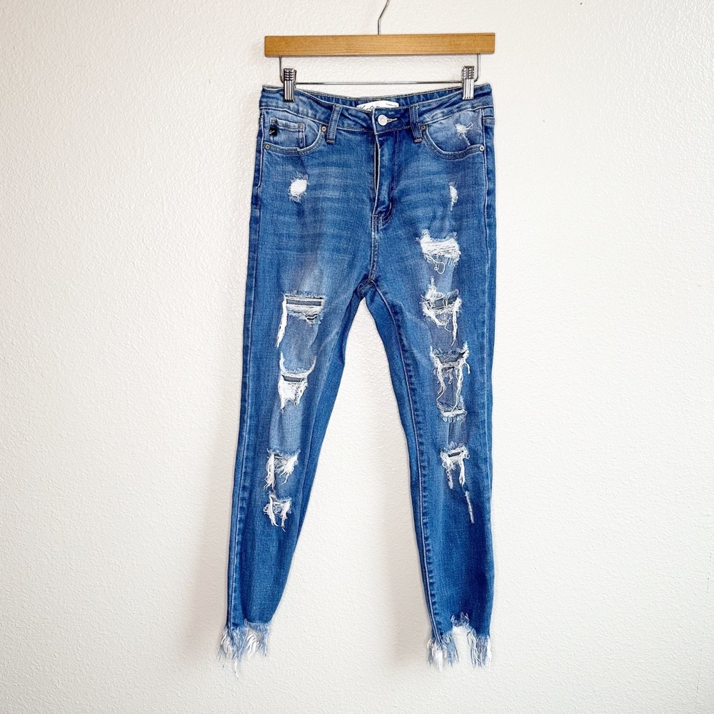 KanCan High Rise Distressed Raw Hem Skinny Jeans Women’s Size 27